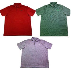 3X Under Armour Red Gray Green Stripe Polos XL